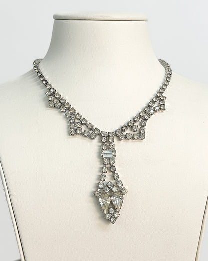 1940-50s Elegant Clear Rhinestones Necklace