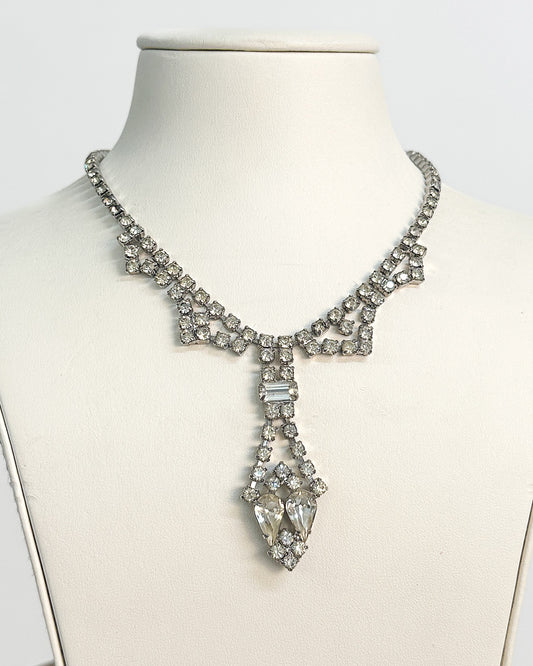 1940-50s Elegant Clear Rhinestones Necklace