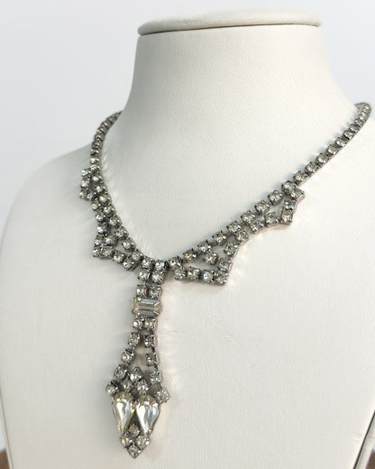 1940-50s Elegant Clear Rhinestones Necklace
