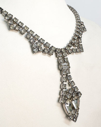1940-50s Elegant Clear Rhinestones Necklace
