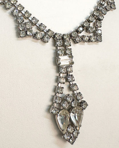 1940-50s Elegant Clear Rhinestones Necklace