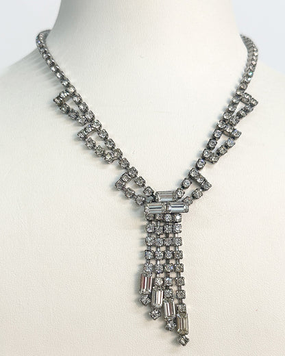 1940-50s Classic Clear Rhinestones Necklace