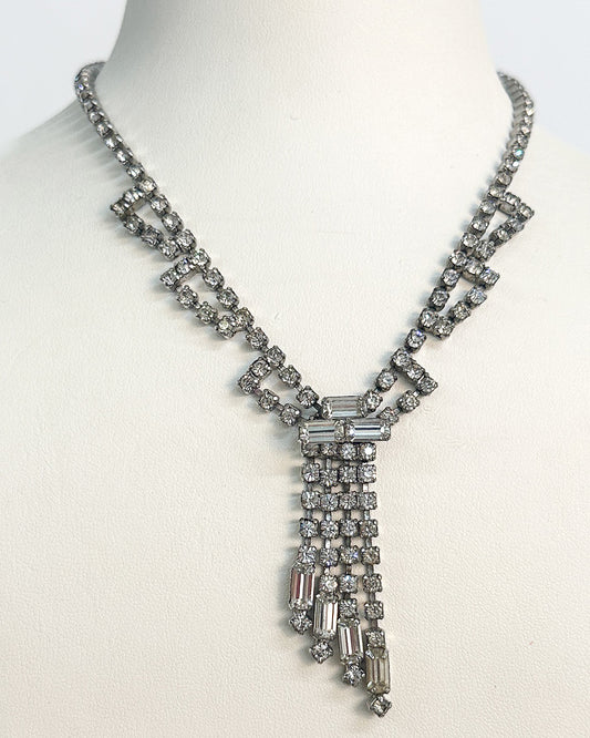 1940-50s Classic Clear Rhinestones Necklace