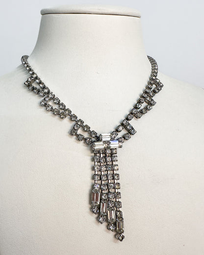 1940-50s Classic Clear Rhinestones Necklace