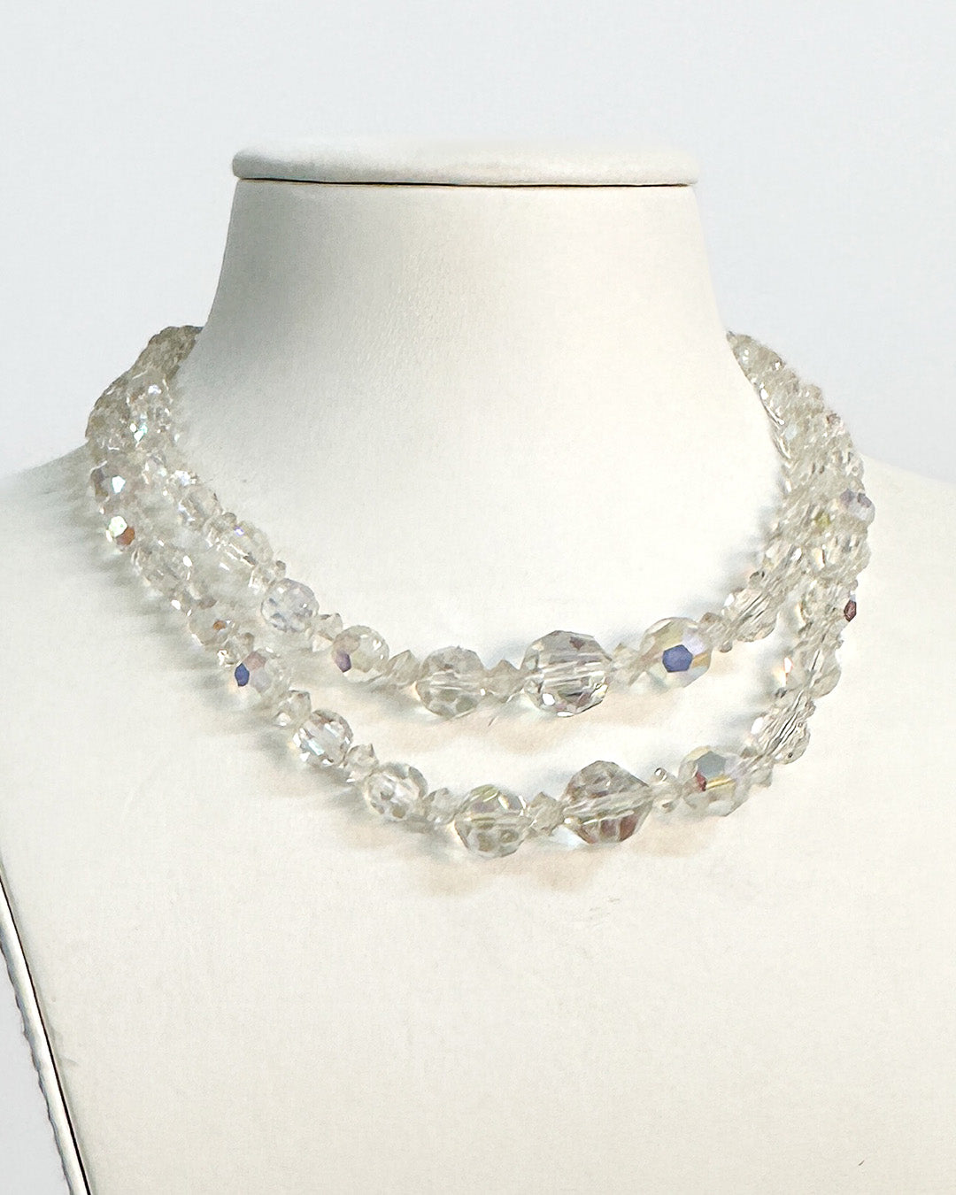 1950-60s Iridescent Beaded Choker with Matching Earrings