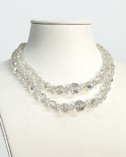 1950-60s Iridescent Beaded Choker with Matching Earrings