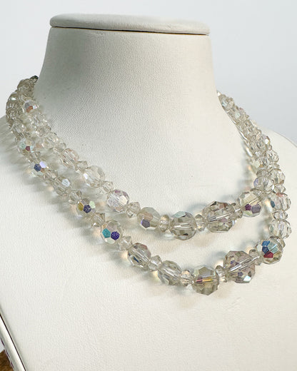 1950-60s Iridescent Beaded Choker with Matching Earrings