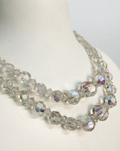 1950-60s Iridescent Beaded Choker with Matching Earrings
