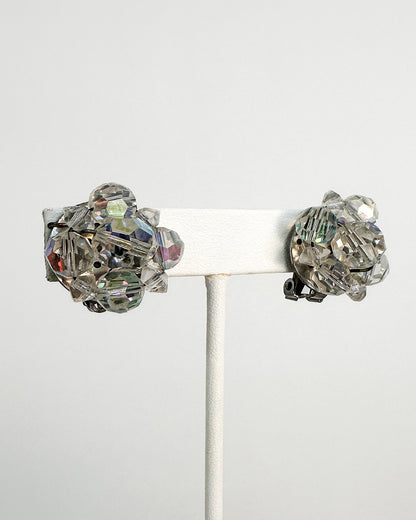 1950-60s Iridescent Beaded Choker with Matching Earrings