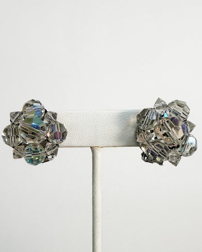 1950-60s Iridescent Beaded Choker with Matching Earrings