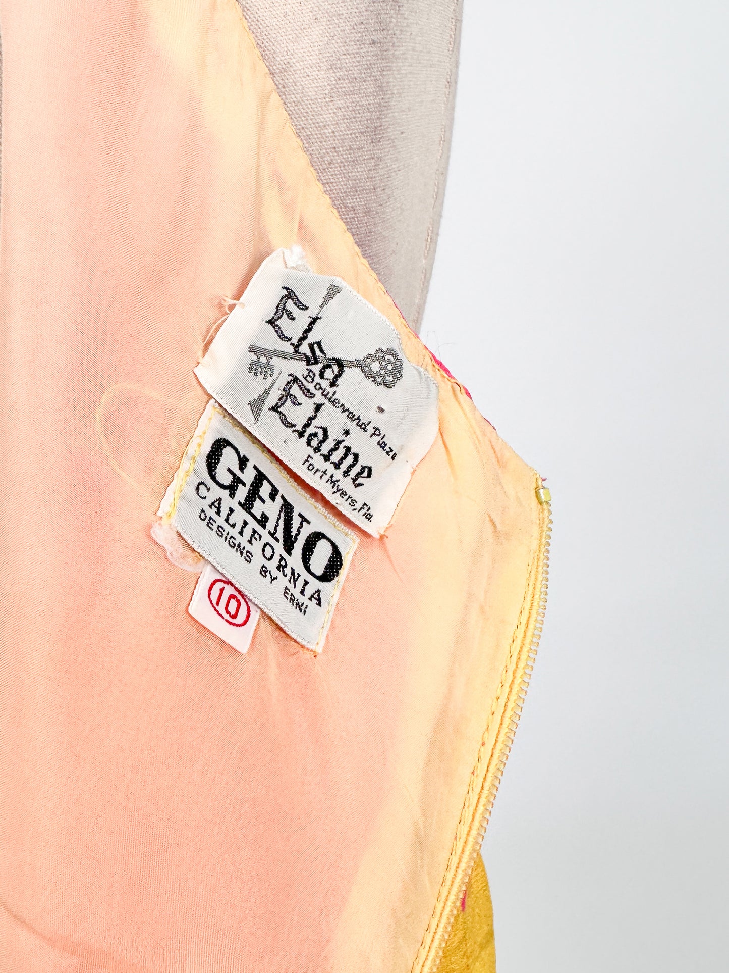 1960s Bright Color-blocked Silk Top / Bust 36