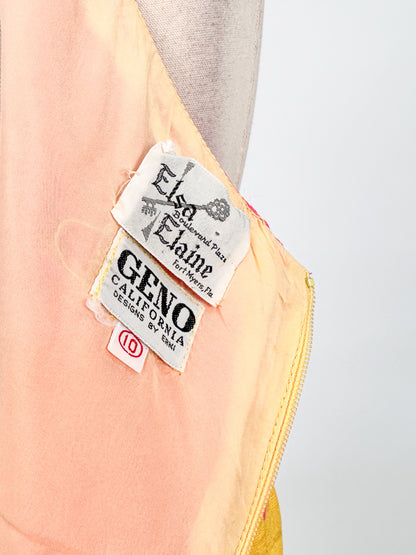 1960s Bright Color-blocked Silk Top / Bust 36