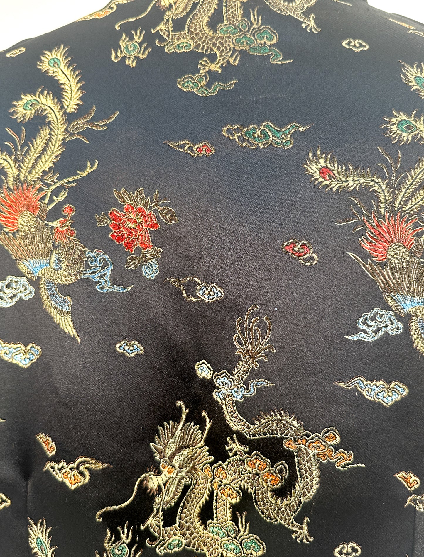 1980s Traditional Chinese Silk Dress with Dragon Motif / Waist 36