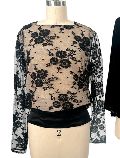 1980s Lace Evening Top by Georgio Armani  / Bust 42