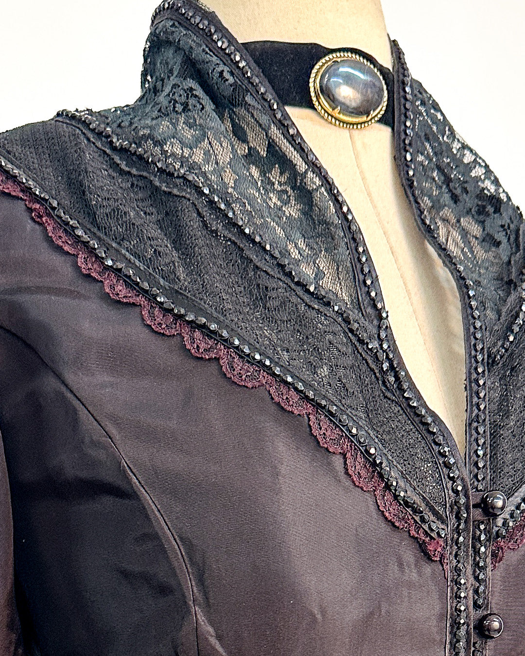 Rare 1970s Gunne Sax Witchy Black Taffeta Dress / Medium