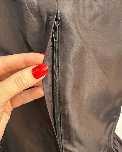 Rare 1970s Gunne Sax Witchy Black Taffeta Dress / Medium