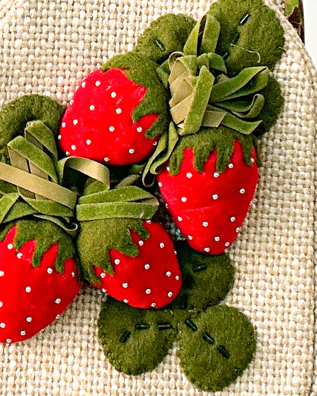 Charming 1950s Felted Strawberry Handbag with Velvet & Pearls