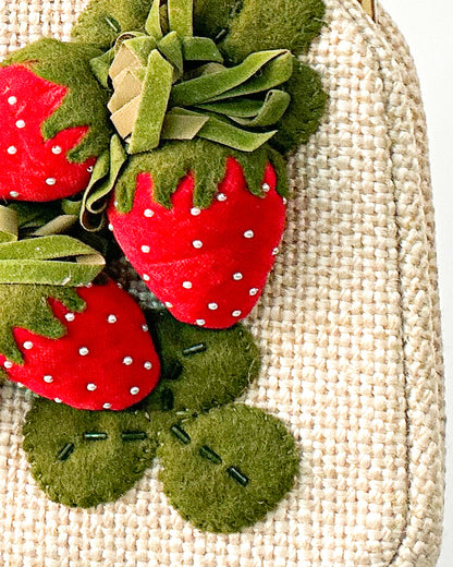 Charming 1950s Felted Strawberry Handbag with Velvet & Pearls