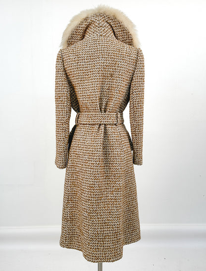 1960s Tweed Coat with Fur Collar / Bust 34-36"