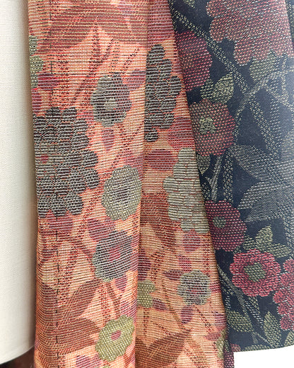 Romantic Vintage Kimono with Fall Leaves and Chrysanthemums / One Size