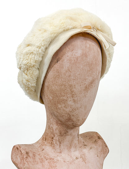 1960s White Fur Beret / OSFA