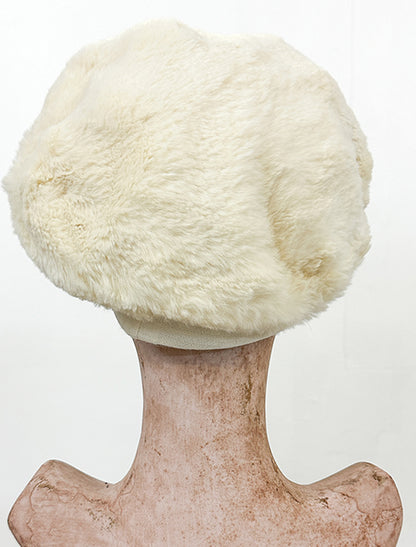 1960s White Fur Beret / OSFA