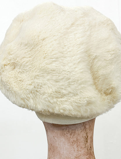 1960s White Fur Beret / OSFA