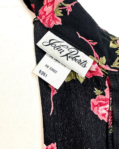 1980s Does 1940s Haunted Rose Garden Dress / Medium