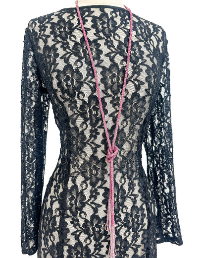 1980s Black Lace Dress That Summons From Beyond / Medium-Large