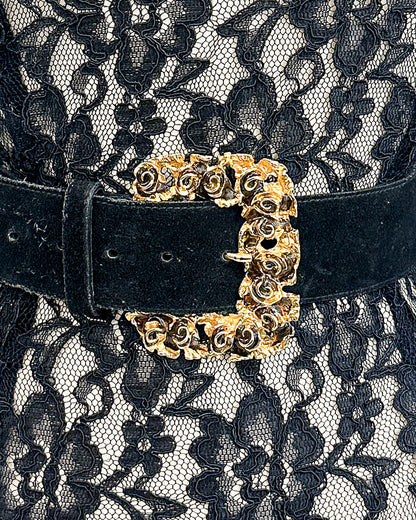1990s 'The Enchanted Relic' Leather Statement Belt / up to a Waist 33"