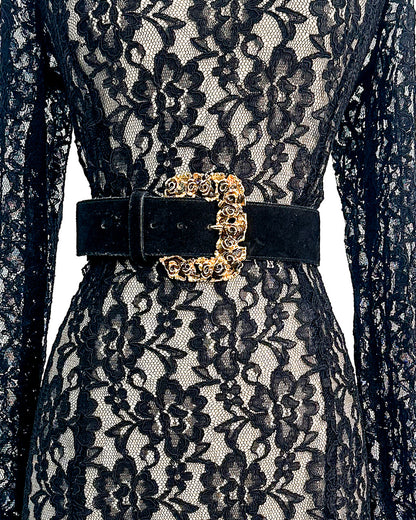 1990s 'The Enchanted Relic' Leather Statement Belt / up to a Waist 33"