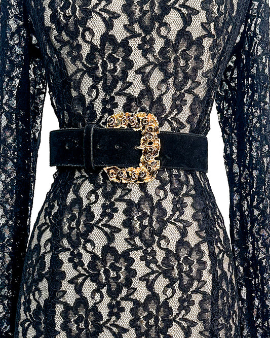 1990s 'The Enchanted Relic' Leather Statement Belt / up to a Waist 33"