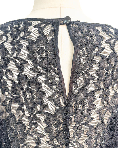 1980s Black Lace Dress That Summons From Beyond / Medium-Large