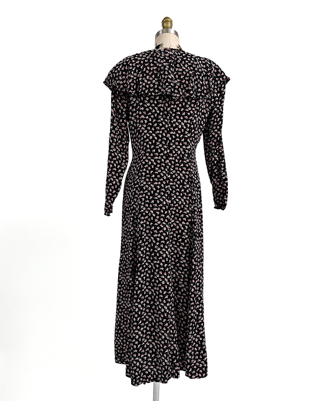 1990s 'The Midnight Roses' Button-up Dress / Medium