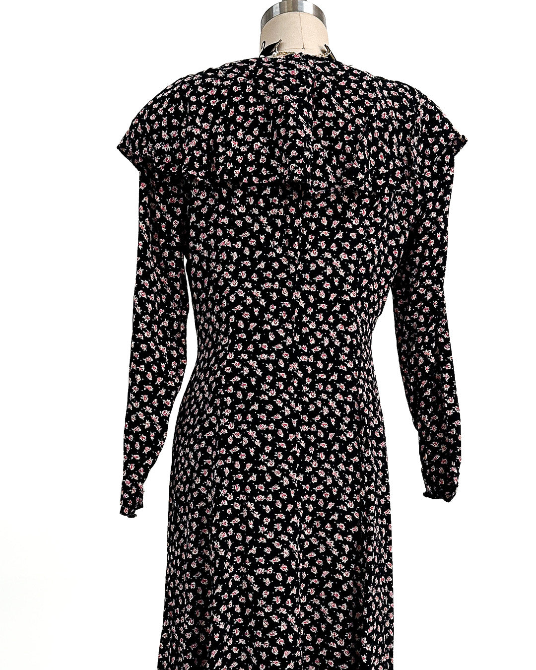 1990s 'The Midnight Roses' Button-up Dress / Medium