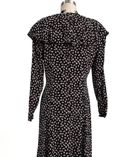 1990s 'The Midnight Roses' Button-up Dress / Medium