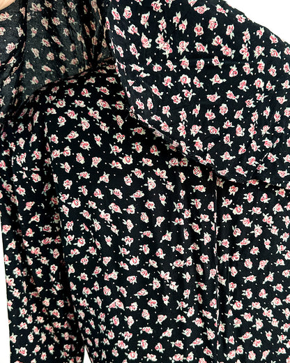 1990s 'The Midnight Roses' Button-up Dress / Medium