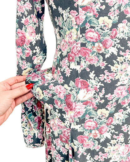 1970s 'The Witching Hour Blooms' Dress / Medium