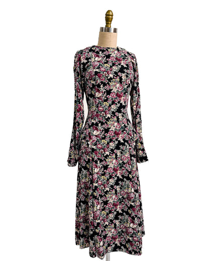 1970s 'The Witching Hour Blooms' Dress / Medium