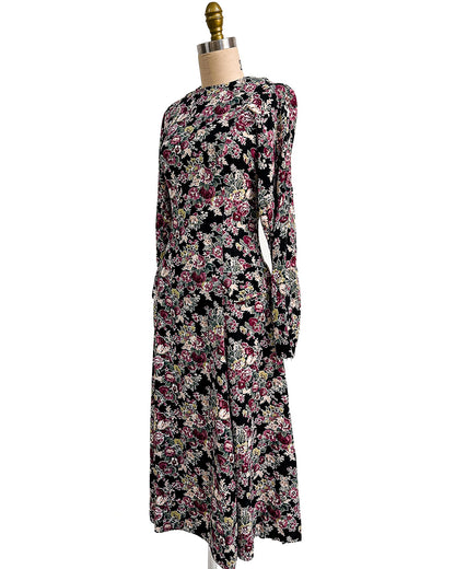 1970s 'The Witching Hour Blooms' Dress / Medium