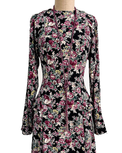 1970s 'The Witching Hour Blooms' Dress / Medium