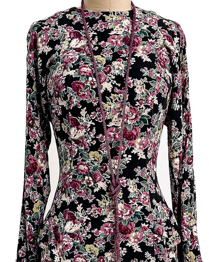 1970s 'The Witching Hour Blooms' Dress / Medium