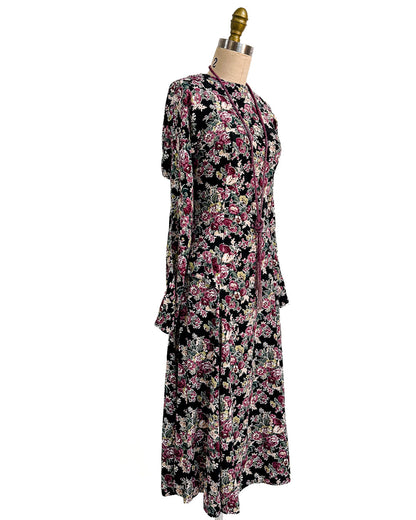 1970s 'The Witching Hour Blooms' Dress / Medium