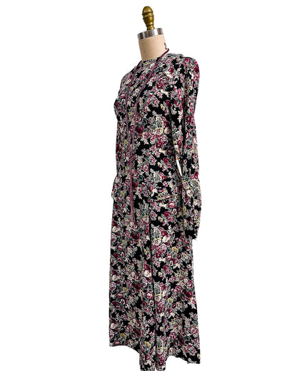 1970s 'The Witching Hour Blooms' Dress / Medium