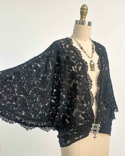 1930s 'The Starlight Séance Gown' Lace Bias Dress with Jacket / Large