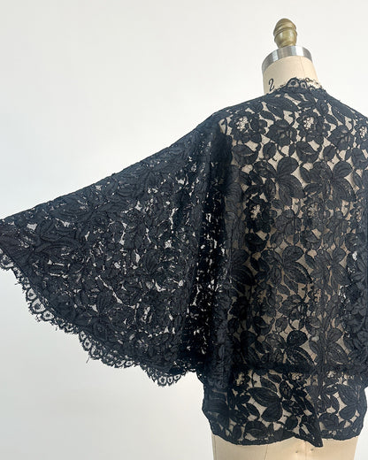 1930s 'The Starlight Séance Gown' Lace Bias Dress with Jacket / Large