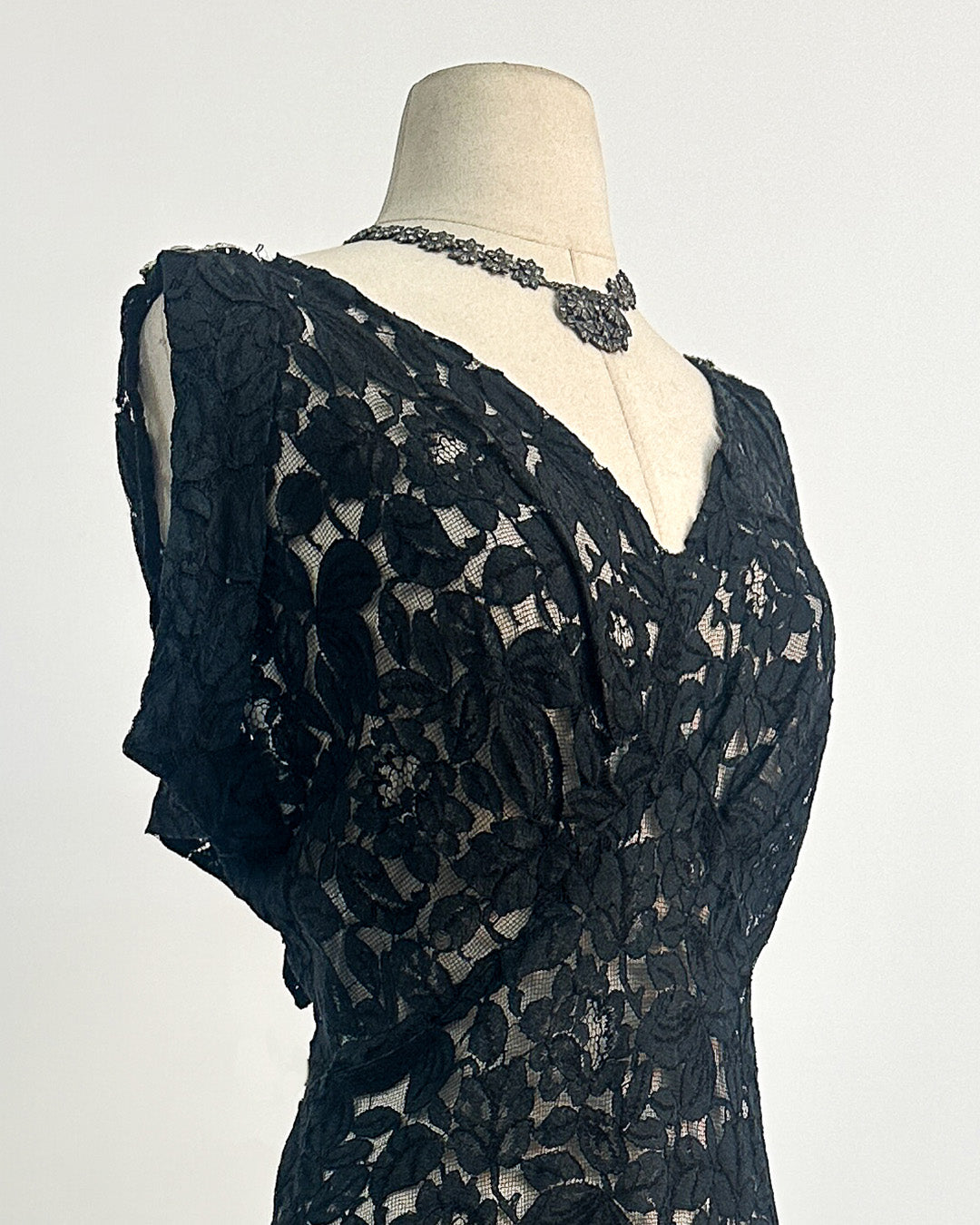 1930s 'The Starlight Séance Gown' Lace Bias Dress with Jacket / Large