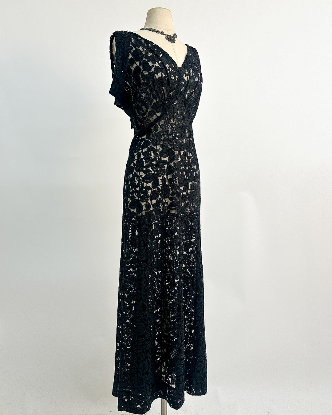 1930s 'The Starlight Séance Gown' Lace Bias Dress with Jacket / Large