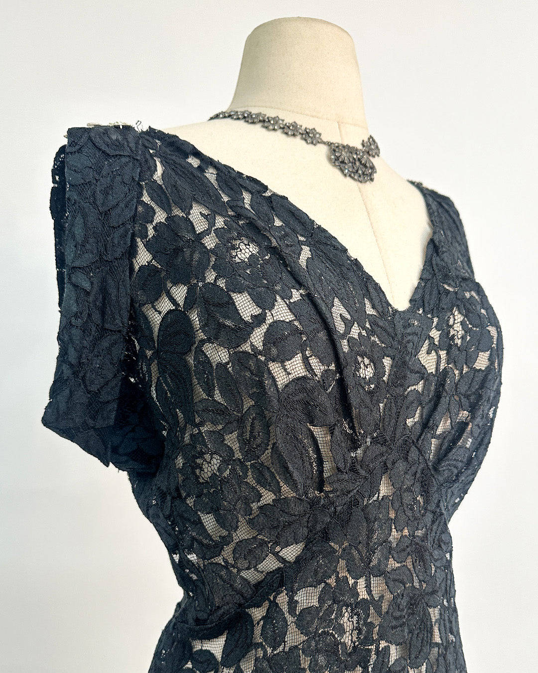 1930s 'The Starlight Séance Gown' Lace Bias Dress with Jacket / Large