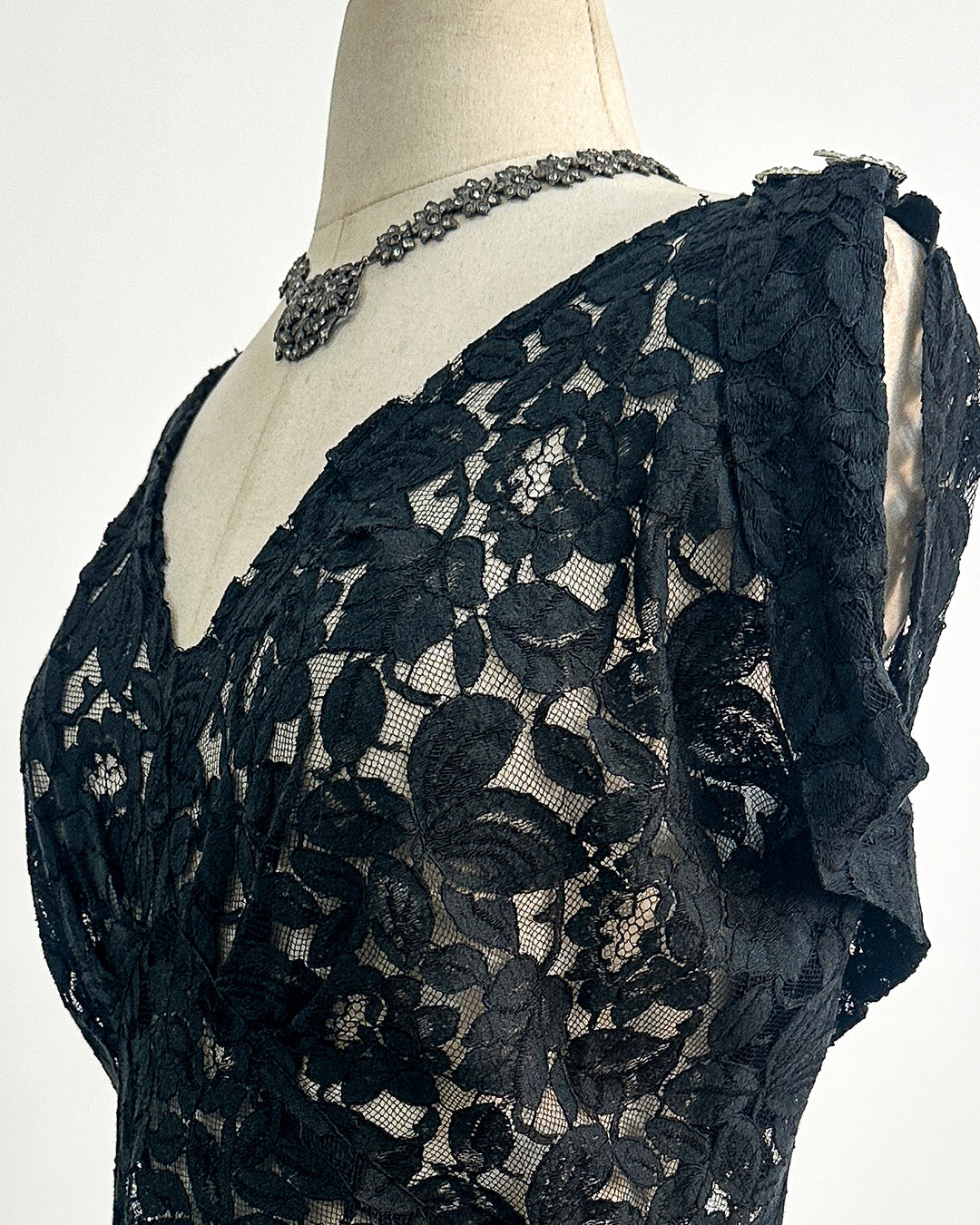 1930s 'The Starlight Séance Gown' Lace Bias Dress with Jacket / Large